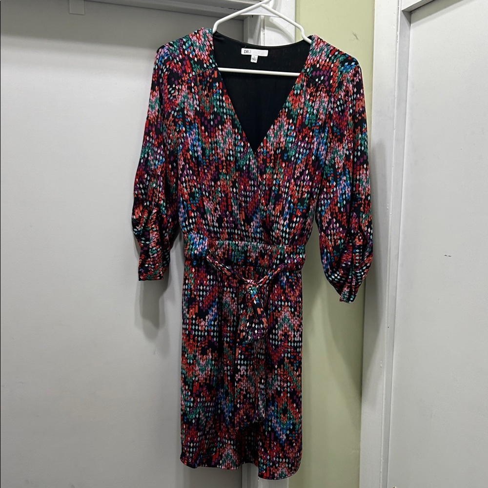 DR2 Colorful V-Neck Long Sleeve Dress